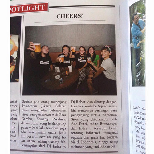 Look, mom, we are on the mag—religiously drinking beers!